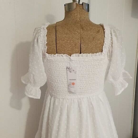 TECREW Womens Square Neck Puff Sleeve Mini Dress Small NWT - Picture 10 of 14